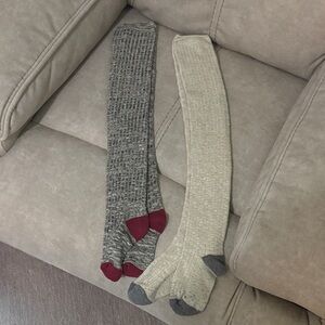 Abercrombie & Fitch Gray and Cream Thigh-High Socks, Set of 2